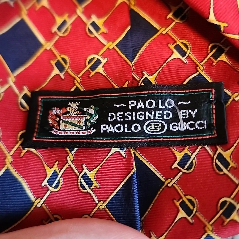 Gucci Tie Red, Blue And Gold,‎ Authenticated